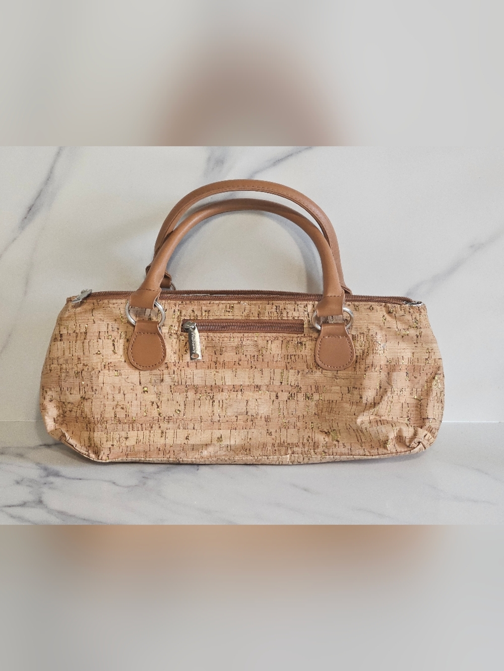 Tan Cork-Texture Handled Wine Bottle Storage Carrier